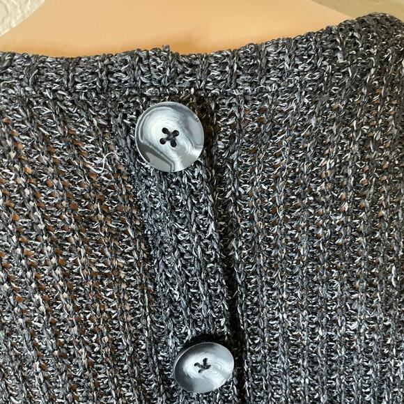 Haute Project sweater knit black & gray sweater long sleeve back button SZ S - Picture 4 of 12